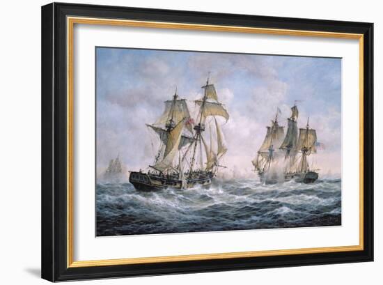 Action Between U.S. Sloop-Of-War "Wasp" and H.M. Brig-Of-War "Frolic", 1812-Richard Willis-Framed Giclee Print