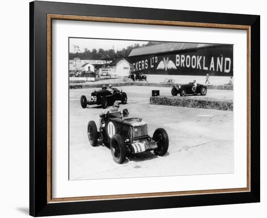 Action from the British Empire Trophy Race, Brooklands, Surrey, 1935-null-Framed Premium Photographic Print