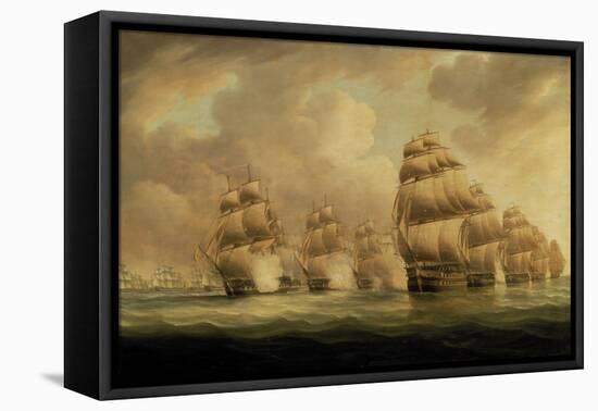 Action of Commodore Dance and the Comte de Linois off the Straits of Malacca, 15th February 1804-Thomas Buttersworth-Framed Premier Image Canvas