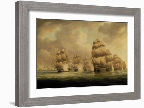 Action of Commodore Dance and the Comte de Linois off the Straits of Malacca, 15th February 1804-Thomas Buttersworth-Framed Giclee Print