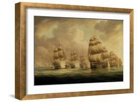 Action of Commodore Dance and the Comte de Linois off the Straits of Malacca, 15th February 1804-Thomas Buttersworth-Framed Giclee Print