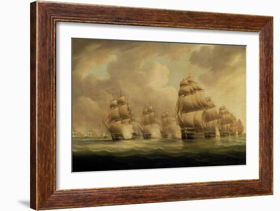 Action of Commodore Dance and the Comte de Linois off the Straits of Malacca, 15th February 1804-Thomas Buttersworth-Framed Giclee Print