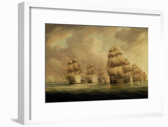 Action of Commodore Dance and the Comte de Linois off the Straits of Malacca, 15th February 1804-Thomas Buttersworth-Framed Giclee Print