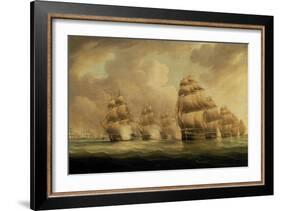 Action of Commodore Dance and the Comte de Linois off the Straits of Malacca, 15th February 1804-Thomas Buttersworth-Framed Giclee Print