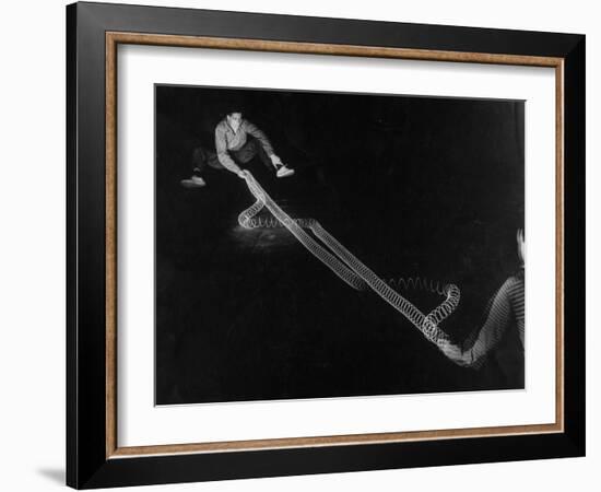 Action of Wave Mechanics of Light and Radio Illustrated by Use of Slinky Toy, MIT-Fritz Goro-Framed Photographic Print