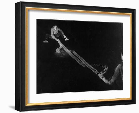 Action of Wave Mechanics of Light and Radio Illustrated by Use of Slinky Toy, MIT-Fritz Goro-Framed Photographic Print