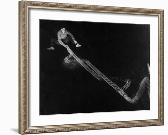 Action of Wave Mechanics of Light and Radio Illustrated by Use of Slinky Toy, MIT-Fritz Goro-Framed Photographic Print