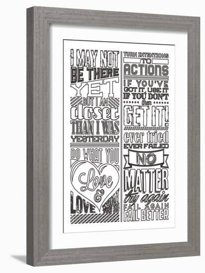 Action Set White-Vintage Vector Studio-Framed Art Print