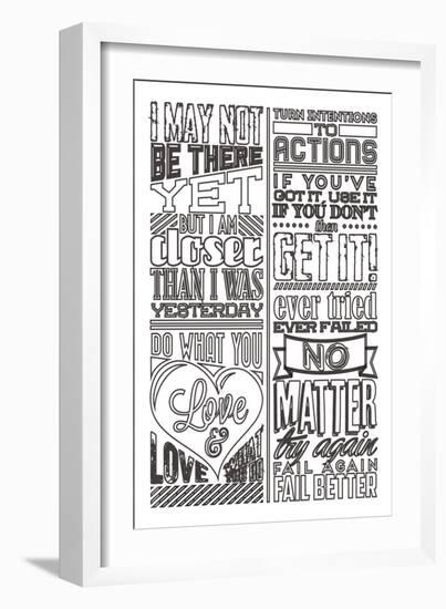 Action Set White-Vintage Vector Studio-Framed Art Print