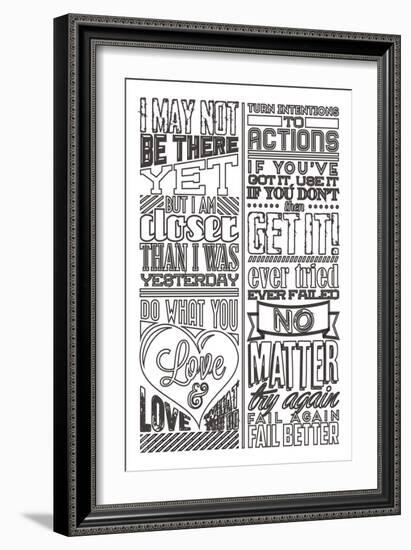 Action Set White-Vintage Vector Studio-Framed Art Print