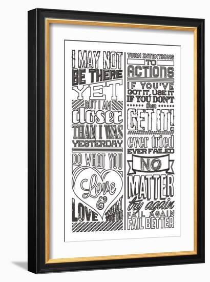 Action Set White-Vintage Vector Studio-Framed Art Print