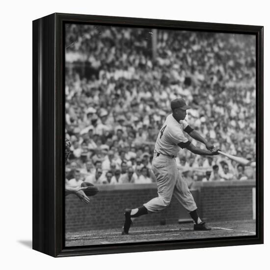 Action Shot of Chicago Cub's Ernie Banks Smacking the Pitched Baseball-John Dominis-Framed Premier Image Canvas