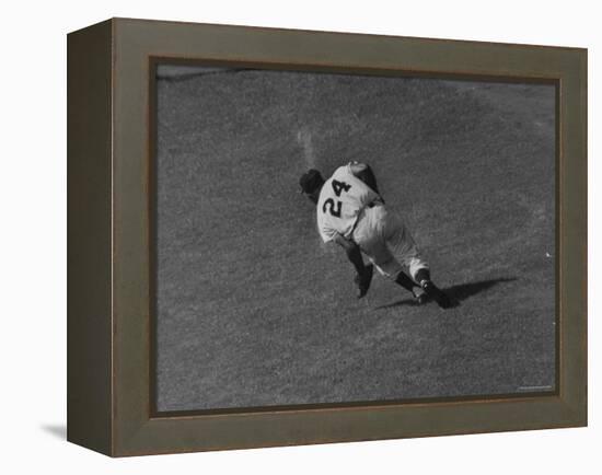 Action Shot of Willie Mays During the Giant Vs. Dodgers Game-Yale Joel-Framed Premier Image Canvas