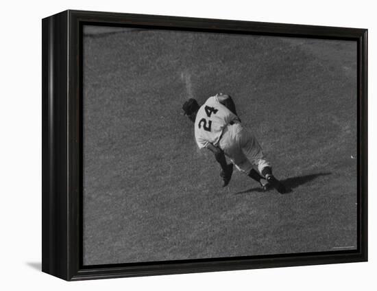 Action Shot of Willie Mays During the Giant Vs. Dodgers Game-Yale Joel-Framed Premier Image Canvas