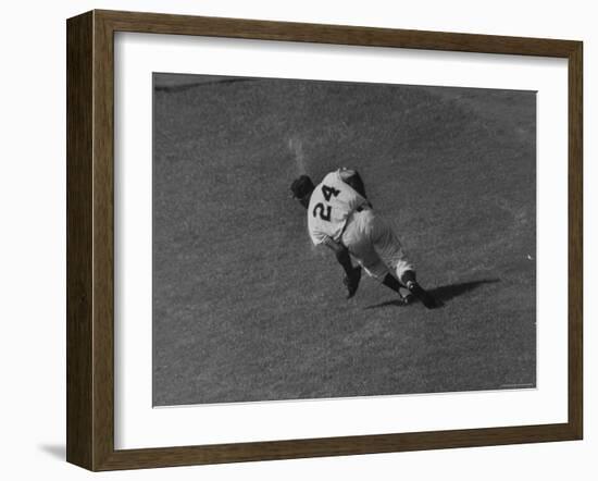 Action Shot of Willie Mays During the Giant Vs. Dodgers Game-Yale Joel-Framed Premium Photographic Print