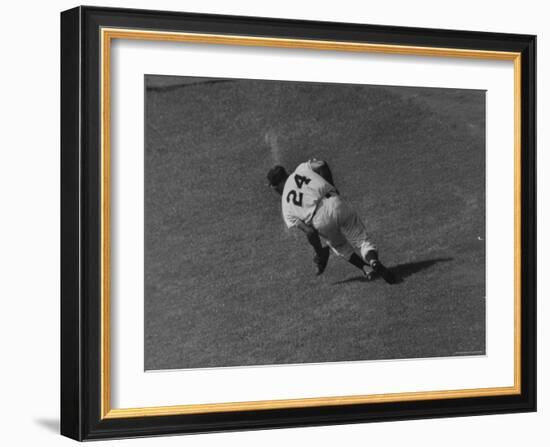 Action Shot of Willie Mays During the Giant Vs. Dodgers Game-Yale Joel-Framed Premium Photographic Print