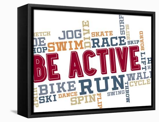 Active Fitness Word Cloud Collage-daveh900-Framed Stretched Canvas