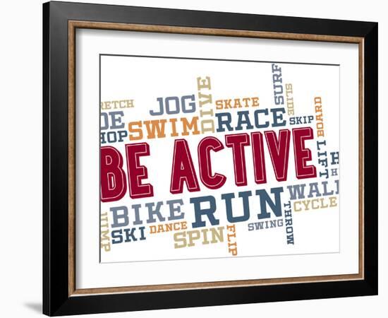 Active Fitness Word Cloud Collage-daveh900-Framed Art Print