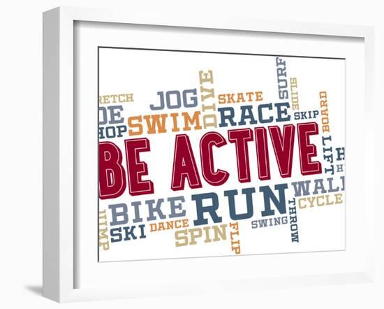 Active Fitness Word Cloud Collage-daveh900-Framed Art Print