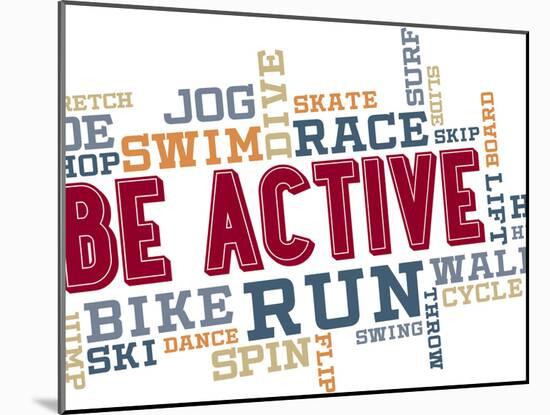 Active Fitness Word Cloud Collage-daveh900-Mounted Art Print