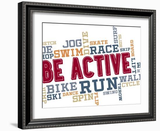 Active Fitness Word Cloud Collage-daveh900-Framed Art Print