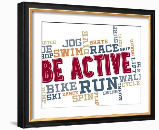 Active Fitness Word Cloud Collage-daveh900-Framed Art Print