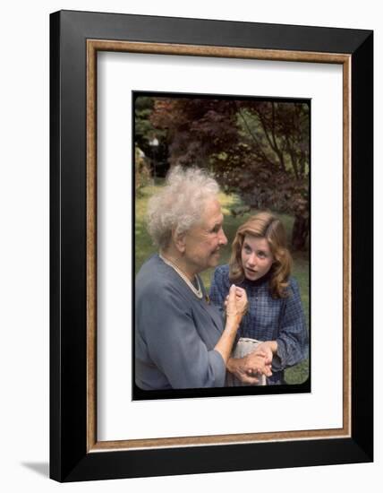 Activist for the Disabled, Helen Keller, Meeting Actress Patty Duke in "The Miracle Worker"-Nina Leen-Framed Photographic Print