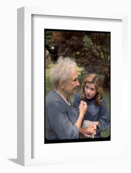 Activist for the Disabled, Helen Keller, Meeting Actress Patty Duke in "The Miracle Worker"-Nina Leen-Framed Photographic Print