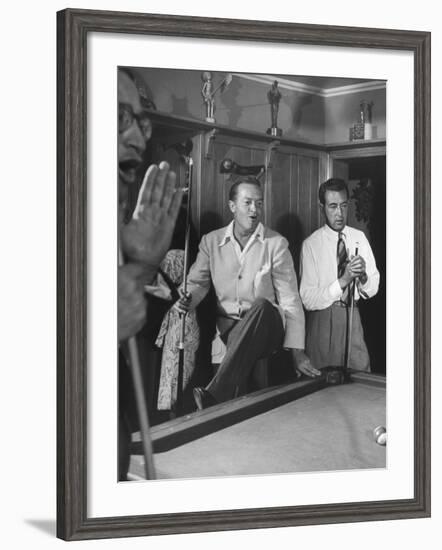 Actor Bob Hope and Vic Hewter Playing Pool Together-null-Framed Photographic Print