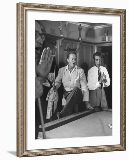 Actor Bob Hope and Vic Hewter Playing Pool Together-null-Framed Photographic Print