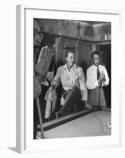 Actor Bob Hope and Vic Hewter Playing Pool Together-null-Framed Photographic Print