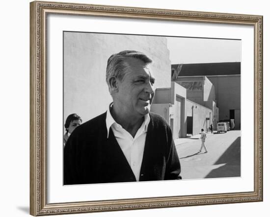 Actor Cary Grant on Lot at Universal Studio-John Dominis-Framed Premium Photographic Print