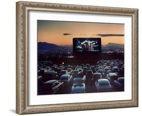 Actor Charlton Heston as Moses in "The Ten Commandments," Shown at Drive-in Theater-J. R. Eyerman-Framed Photographic Print