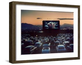 Actor Charlton Heston as Moses in "The Ten Commandments," Shown at Drive-in Theater-J. R. Eyerman-Framed Photographic Print
