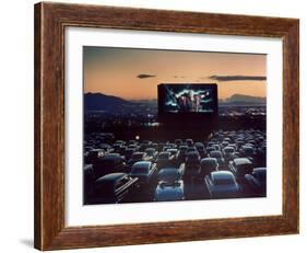 Actor Charlton Heston as Moses in "The Ten Commandments," Shown at Drive-in Theater-J. R. Eyerman-Framed Photographic Print