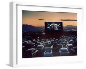 Actor Charlton Heston as Moses in "The Ten Commandments," Shown at Drive-in Theater-J. R. Eyerman-Framed Photographic Print
