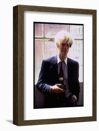 Actor David Bowie, as Artist Andy Warhol, in a Publicity Still for the Film "Basquait"-Marion Curtis-Framed Photographic Print