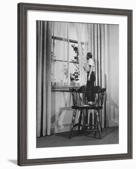 Actor Grant Williams During Scene from "The Incredible Shrinking Man" on set, Universal Studios-Allan Grant-Framed Premium Photographic Print