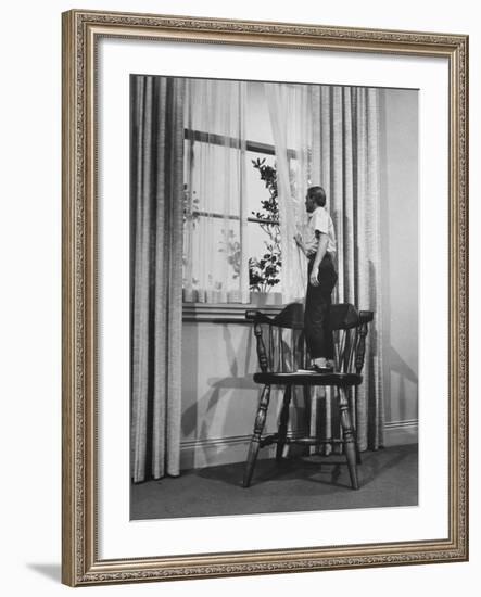 Actor Grant Williams During Scene from "The Incredible Shrinking Man" on set, Universal Studios-Allan Grant-Framed Premium Photographic Print