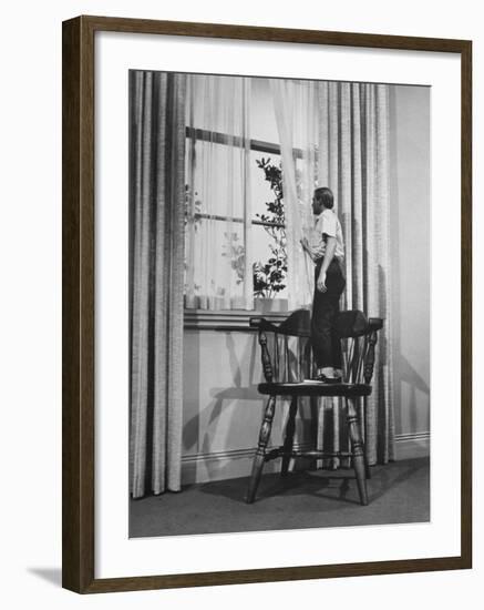 Actor Grant Williams During Scene from "The Incredible Shrinking Man" on set, Universal Studios-Allan Grant-Framed Premium Photographic Print