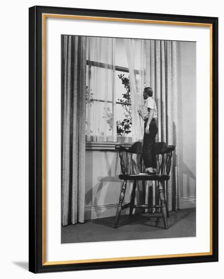 Actor Grant Williams During Scene from "The Incredible Shrinking Man" on set, Universal Studios-Allan Grant-Framed Premium Photographic Print