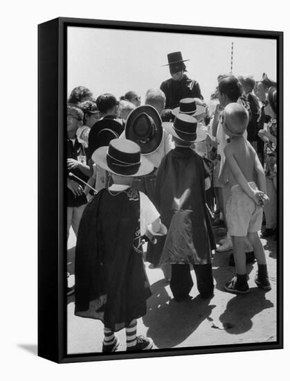 Actor Guy Williams as Zorro Signing Autographs for Fans at Disneyland-Allan Grant-Framed Premier Image Canvas