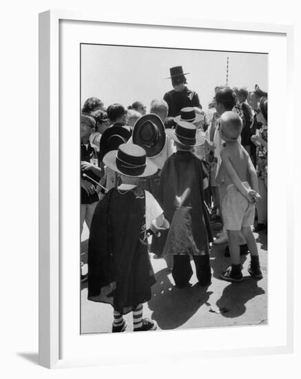 Actor Guy Williams as Zorro Signing Autographs for Fans at Disneyland-Allan Grant-Framed Premium Photographic Print