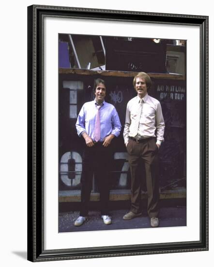 Actor Henry Winkler and Actor Director Ron Howard-null-Framed Premium Photographic Print