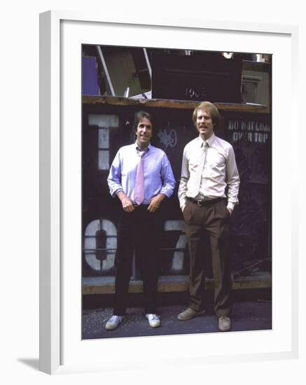 Actor Henry Winkler and Actor Director Ron Howard-null-Framed Premium Photographic Print