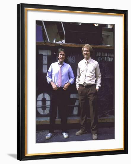 Actor Henry Winkler and Actor Director Ron Howard-null-Framed Premium Photographic Print