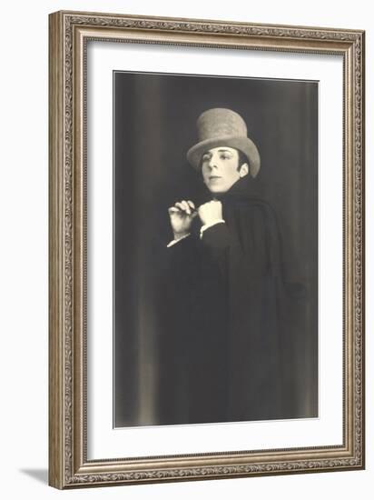 Actor in Melodrama with Cape and Top Hat-null-Framed Art Print