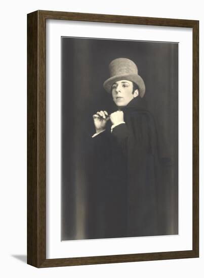 Actor in Melodrama with Cape and Top Hat-null-Framed Art Print