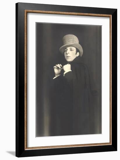 Actor in Melodrama with Cape and Top Hat-null-Framed Art Print