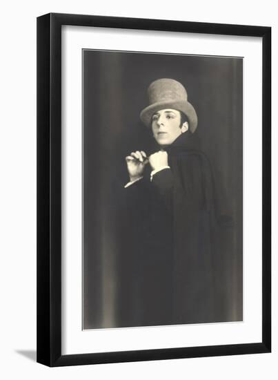 Actor in Melodrama with Cape and Top Hat-null-Framed Art Print